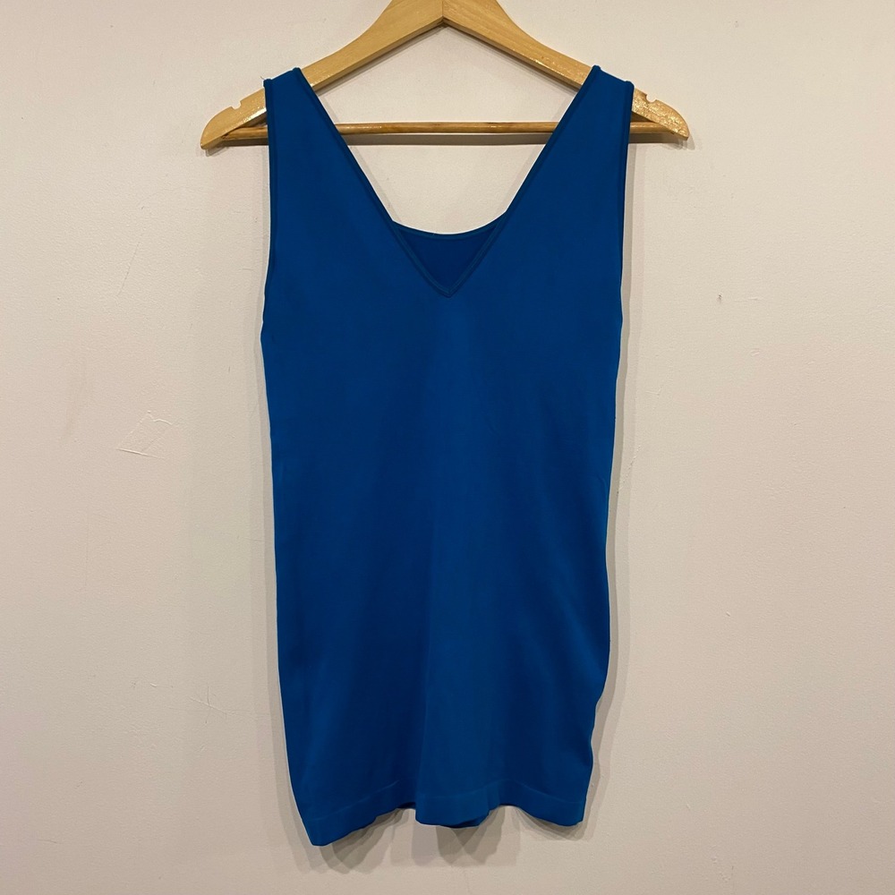 Royal Blue Seamless V-Neck Tank Top Sleeveless Scoop Back Basic XL